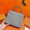 Joe Luxury Kelly Togo Leather Light Grey Silver Hardware 25cm Full Handmade