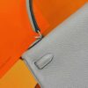 Joe Luxury Kelly Togo Leather Light Grey Silver Hardware 25cm Full Handmade