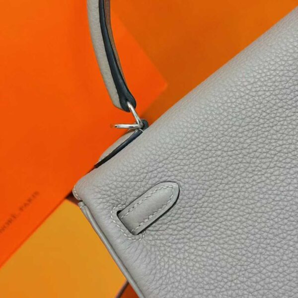 Joe Luxury Kelly Togo Leather Light Grey Silver Hardware 25cm Full Handmade