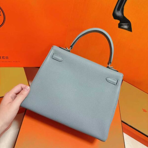 Joe Luxury Kelly Togo Leather Seagull Grey Silver Hardware 25cm Full Handmade