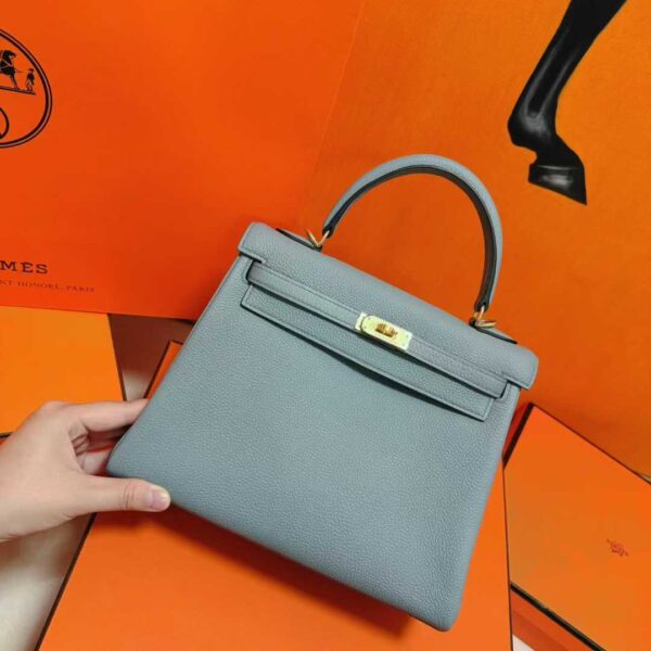 Joe Luxury Kelly Togo Leather Seagull Grey Gold Hardware 25cm Full Handmade