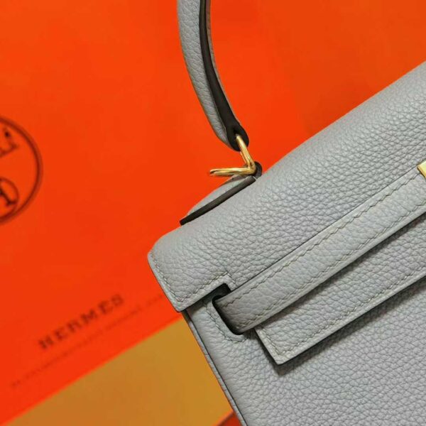 Joe Luxury Kelly Togo Leather Seagull Grey Gold Hardware 25cm Full Handmade