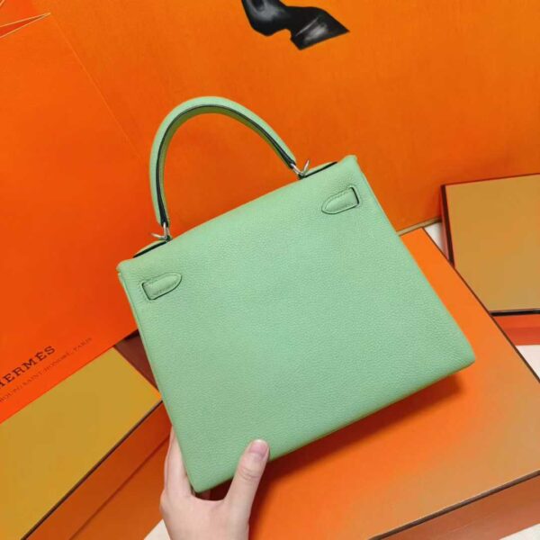 Joe Luxury Kelly Togo Leather Avocado Green Silver Hardware 25cm Full Handmade