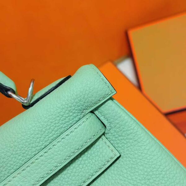 Joe Luxury Kelly Togo Leather Avocado Green Silver Hardware 25cm Full Handmade