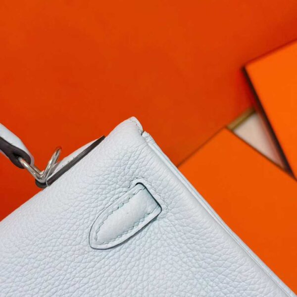 Joe Luxury Kelly Togo Leather Grayish White Silver Hardware 25cm Full Handmade