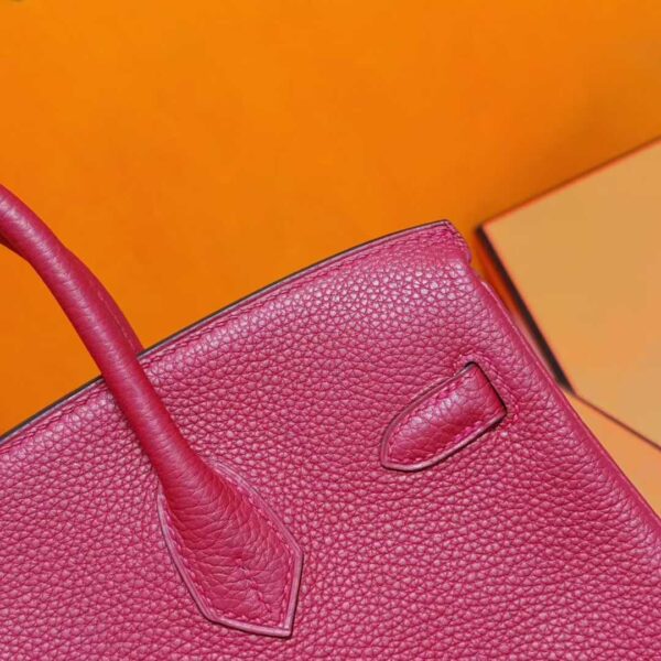 Joe Luxury Birkin Togo Leather Chinese Red Silver Hardware 25cm Full Handmade