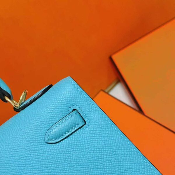 Joe Luxury Kelly Epsom Leather Candy Blue Gold Hardware 25cm Full Handmade