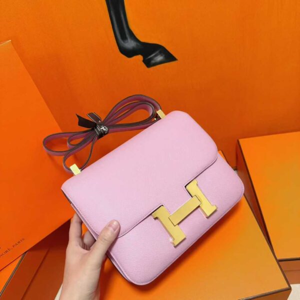 Joe Luxury Constance Epsom Leather Light Purple Pink Gold Hardware 24cm Full Handmade
