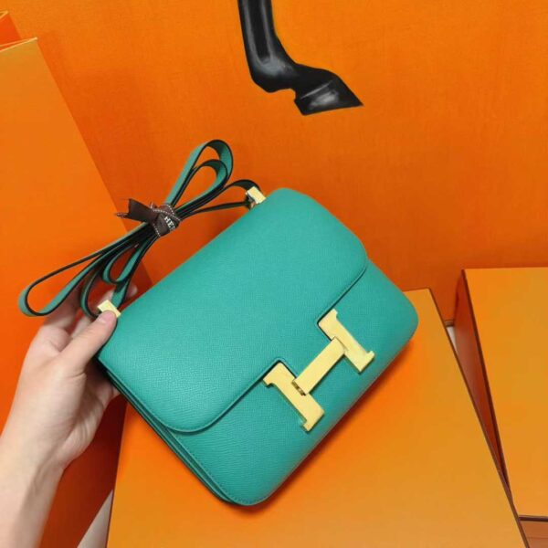 Joe Luxury Constance Epsom Leather Cyan Blue-green Gold Hardware 24cm Full Handmade