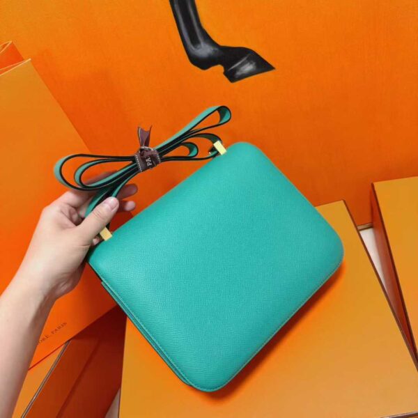 Joe Luxury Constance Epsom Leather Cyan Blue-green Gold Hardware 24cm Full Handmade