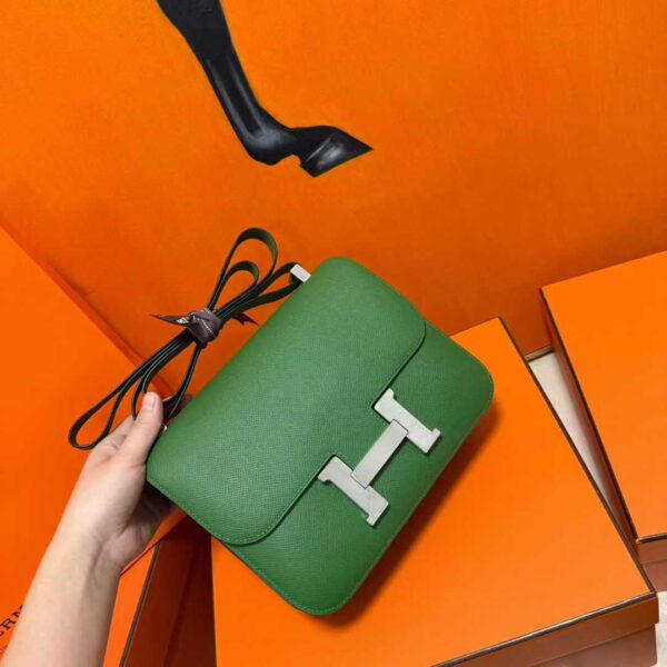 Joe Luxury Constance Epsom Leather Forest Green Silver Hardware 24cm Full Handmade