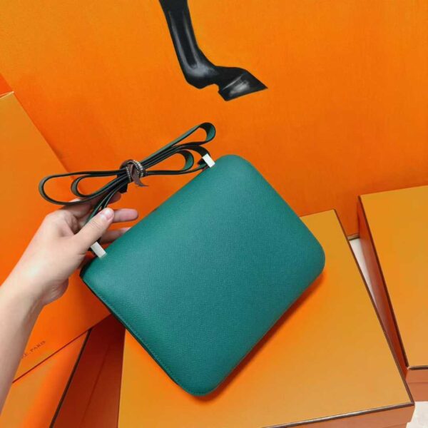 Joe Luxury Constance Epsom Leather Deep Green Silver Hardware 24cm Full Handmade