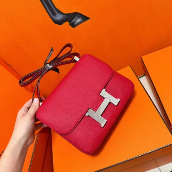 Joe Luxury Constance Epsom Leather Chinese Red Silver Hardware 24cm Full Handmade