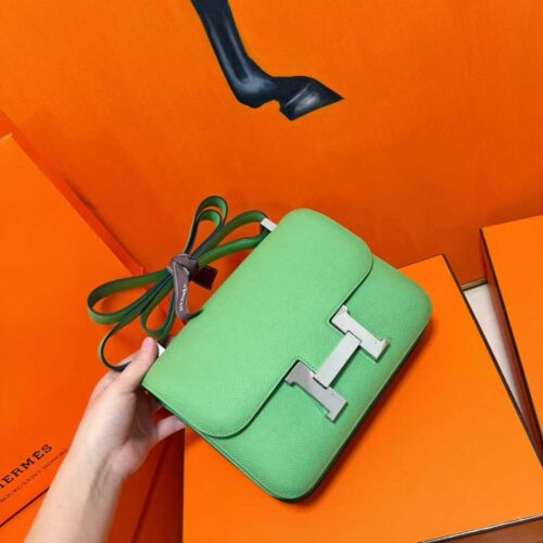 Joe Luxury Constance Epsom Leather Avocado Green Silver Hardware 24cm Full Handmade