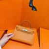Joe Luxury Mini Kelly Epsom Leather Orange Silver Hardware 19cm Full Handmade
