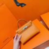 Joe Luxury Mini Kelly Epsom Leather Orange Silver Hardware 19cm Full Handmade
