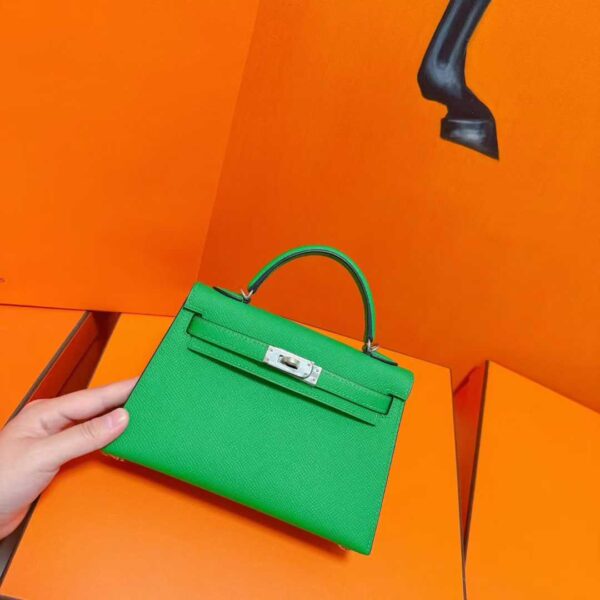 Joe Luxury Mini Kelly Epsom Leather Bamboo Green Gold Hardware 19cm Full Handmade
