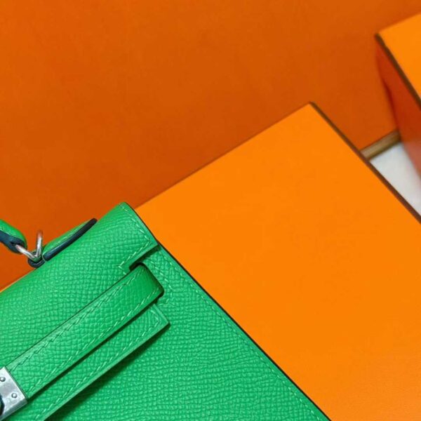 Joe Luxury Mini Kelly Epsom Leather Bamboo Green Gold Hardware 19cm Full Handmade