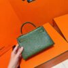 Joe Luxury Mini Kelly Ostrich Leather Olive Green Gold Hardware 19cm Full Handmade