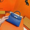 Joe Luxury Mini Kelly Ostrich Leather Gem Blue Silver Hardware 19cm Full Handmade