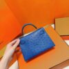 Joe Luxury Mini Kelly Ostrich Leather Gem Blue Silver Hardware 19cm Full Handmade