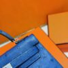 Joe Luxury Mini Kelly Ostrich Leather Gem Blue Silver Hardware 19cm Full Handmade