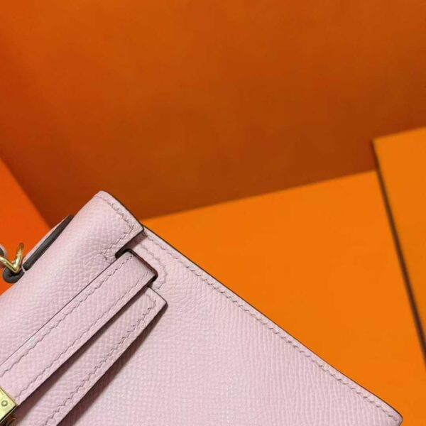 Joe Luxury Mini Kelly Epsom Leather Cream Pink Gold Hardware 19cm Full Handmade