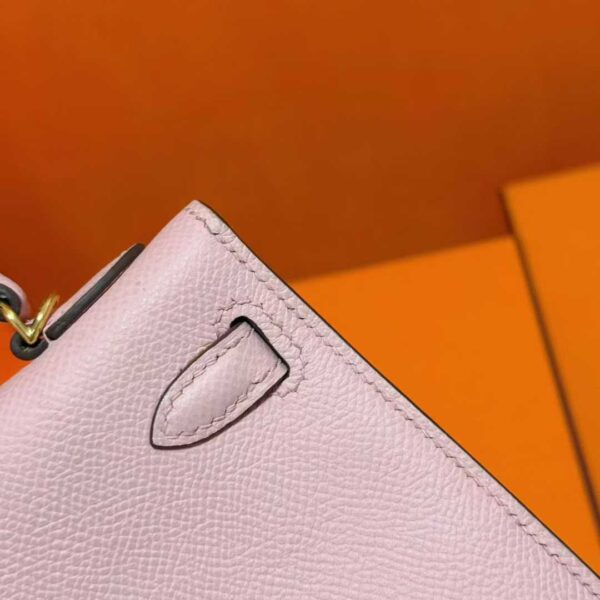 Joe Luxury Mini Kelly Epsom Leather Cream Pink Gold Hardware 19cm Full Handmade