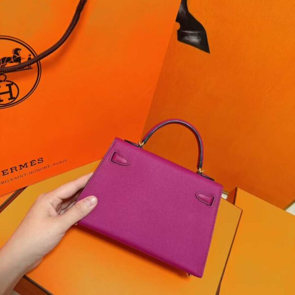 Joe Luxury Mini Kelly Epsom Leather Purple Pink Gold Hardware 19cm Full Handmade