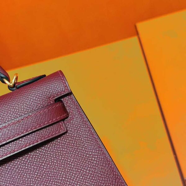 Joe Luxury Mini Kelly Epsom Leather Bordeaux Red Gold Hardware 19cm Full Handmade