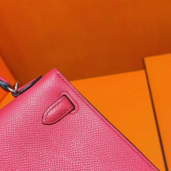 Joe Luxury Mini Kelly Epsom Leather Watermelon Red Silver Hardware 19cm Full Handmade