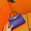 Joe Luxury Mini Kelly Epsom Leather Deep Purple Gold Hardware 19cm Full Handmade