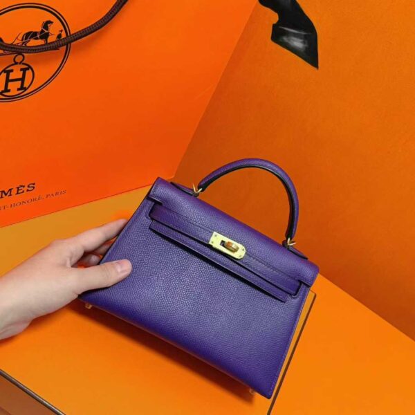 Joe Luxury Mini Kelly Epsom Leather Deep Purple Gold Hardware 19cm Full Handmade