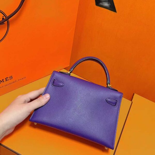 Joe Luxury Mini Kelly Epsom Leather Deep Purple Gold Hardware 19cm Full Handmade