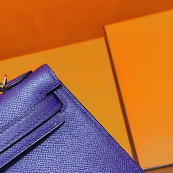 Joe Luxury Mini Kelly Epsom Leather Deep Purple Gold Hardware 19cm Full Handmade