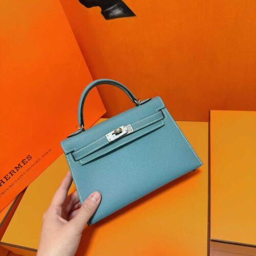 Joe Luxury Joe Luxury Mini Kelly Epsom Leather Denim Blue Silver Hardware 19cm Full Handmade Joe Luxury Joe Luxury Mini Kelly Epsom Leather Denim Blue Silver Hardware 19cm Full Handmade