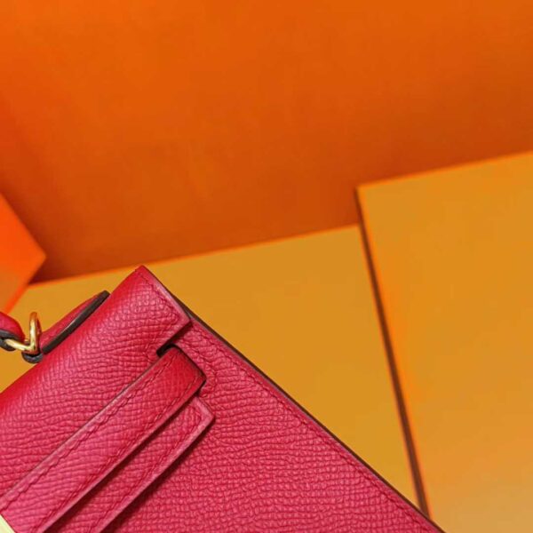 Joe Luxury Mini Kelly Epsom Leather Chinese Red Gold Hardware 19cm Full Handmade
