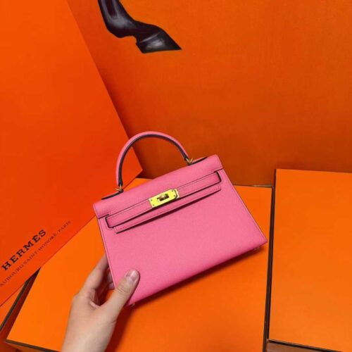 Joe Luxury Mini Kelly Epsom Leather Candy Pink Gold Hardware 19cm Full Handmade