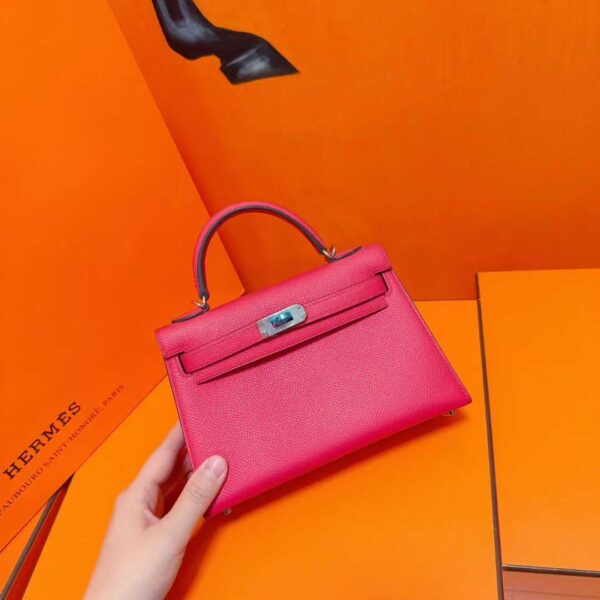 Joe Luxury Mini Kelly Epsom Leather 5J Rose Pink Silver Hardware 19cm Full Handmade