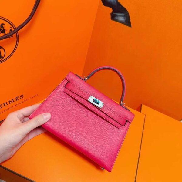 Joe Luxury Mini Kelly Epsom Leather 5J Rose Pink Silver Hardware 19cm Full Handmade