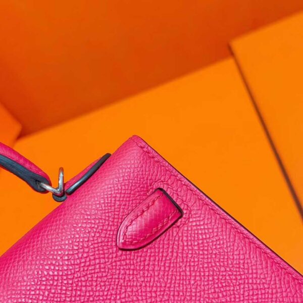 Joe Luxury Mini Kelly Epsom Leather 5J Rose Pink Silver Hardware 19cm Full Handmade