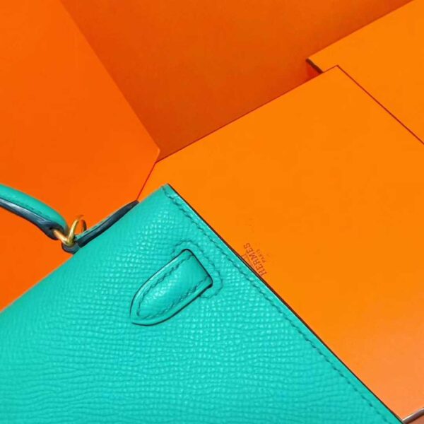 Joe Luxury Mini Kelly Epsom Leather Fresh Turquoise Green Gold Hardware 19cm Full Handmade