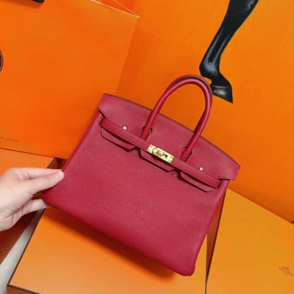 Joe Luxury Birkin Togo Leather Chinese Red Gold Hardware 25cm Full Handmade