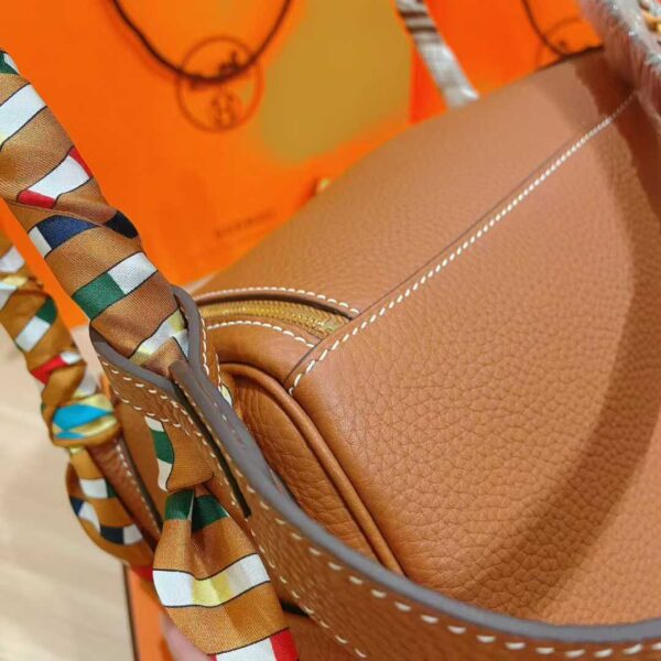 Joe Luxury Lindy Togo Leather CK37 Gold Brown Silver Hardware 26cm Full Handmade
