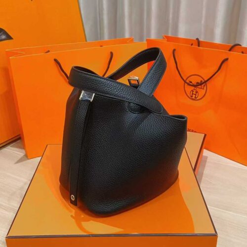 Joe Luxury Picotin Togo Leather CK89 Black Silver Hardware 18cm Full Handmade Joe Luxury Picotin Togo Leather CK89 Black Silver Hardware 18cm Full Handmade
