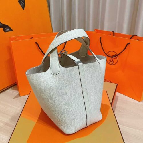 Joe Luxury Picotin Togo Leather CK10 Cream White Silver Hardware 18cm Full Handmade Joe Luxury Picotin Togo Leather CK10 Cream White Silver Hardware 18cm Full Handmade