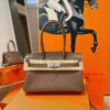 Joe Luxury Birkin Shoulder Evercolor Leather Etoupe Grey Silver Hardware 29cm Full Handmade