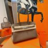 Joe Luxury Birkin Shoulder Evercolor Leather Etoupe Grey Silver Hardware 29cm Full Handmade