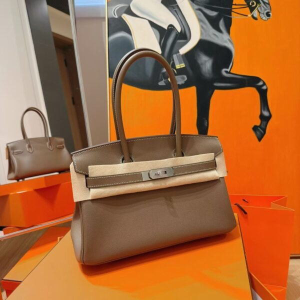 Joe Luxury Birkin Shoulder Evercolor Leather Etoupe Grey Silver Hardware 29cm Full Handmade