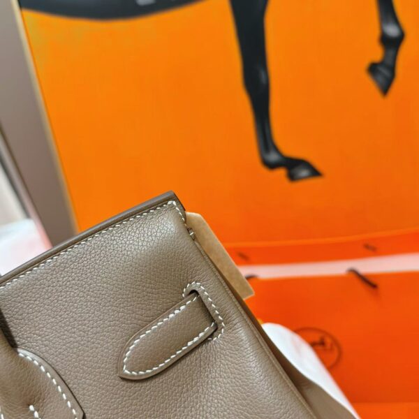 Joe Luxury Birkin Shoulder Evercolor Leather Etoupe Grey Silver Hardware 29cm Full Handmade